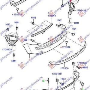 037504301 Ford Focus 2008-2011 | Βάση Προφυλακτήρα Πίσω Δεξιά