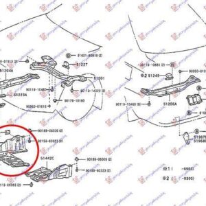 080600831 Toyota Corolla Hatchback 1992-1996 | Ποδιά Μηχανής Δεξιά