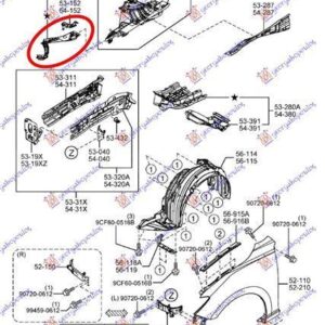 504000272 Mazda 3 Sedan/Hatchback 2013-2016 | Ποδιά Εμπρός Αριστερή