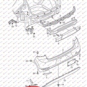 890104301 VW Golf 2016-2019 | Βάση Προφυλακτήρα Πίσω Δεξιά